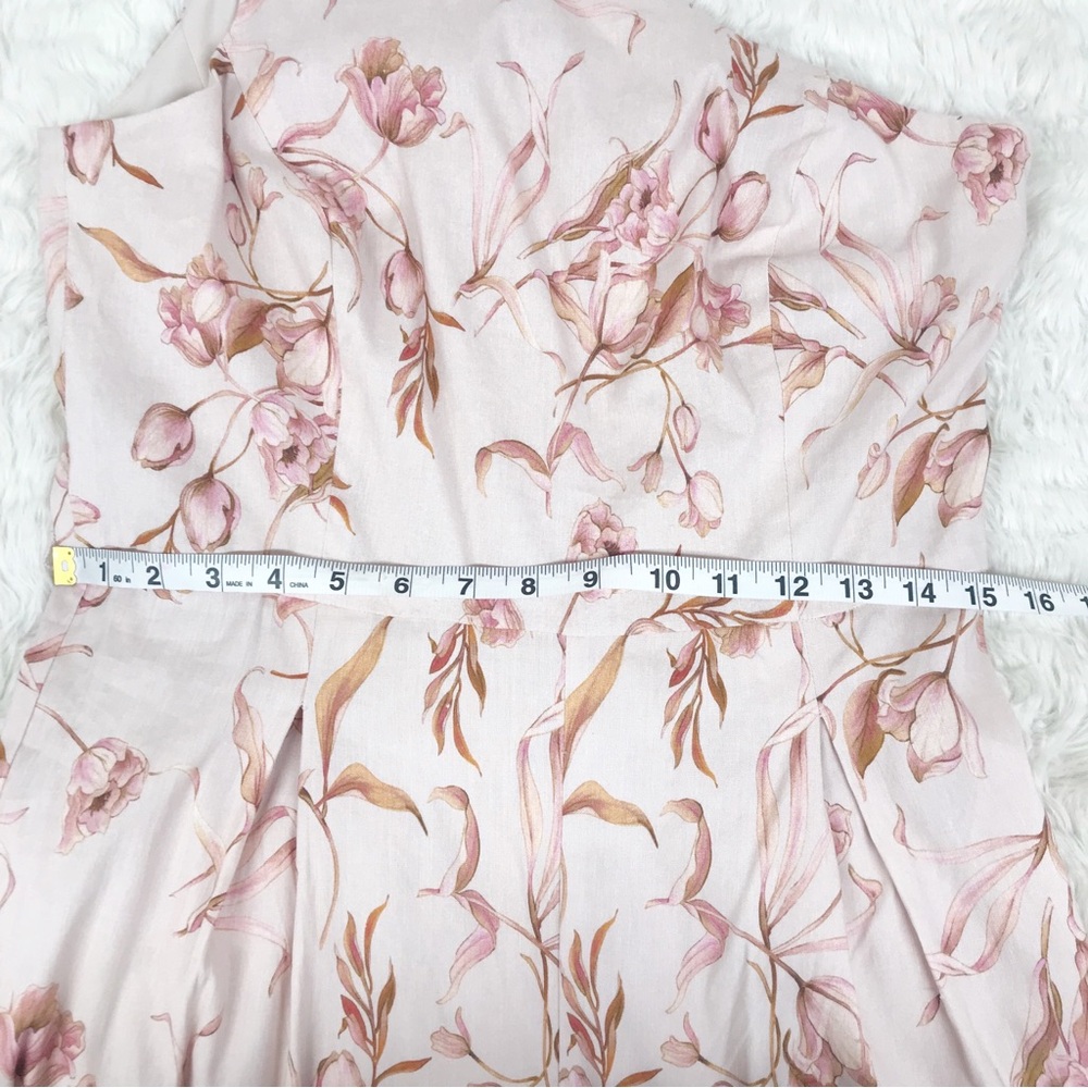 ANTONIO MELANI Pink Floral One Shoulder Jumpsuit Linen Blend Belted Size 10 New‎ - Picture 12 of 13